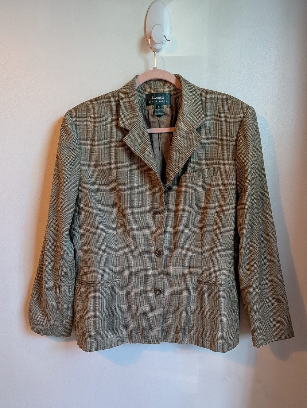 RALPH LAUREN Plaid Wool Preppy Quiet Luxury Minimalist Classic Blazer Size 16